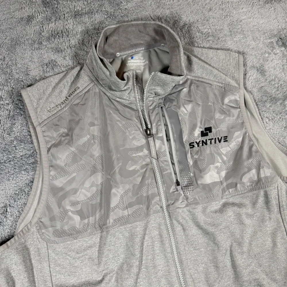 Vineyard Vines On the Go Fairhaven Vest Performance Full ZIp Gray Mens XXL